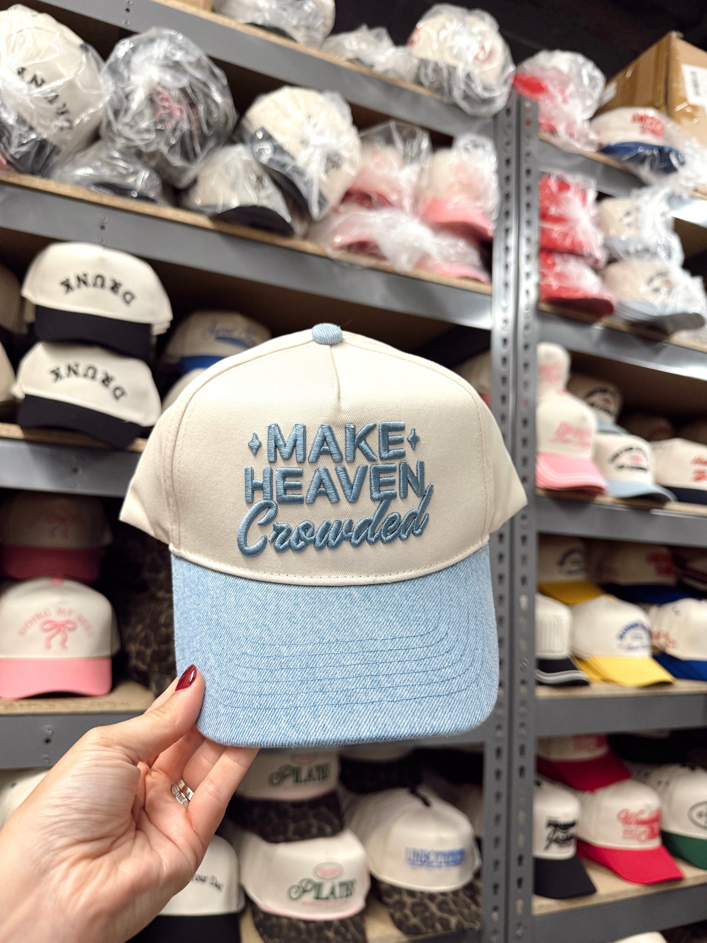 Make Heaven Crowded - Denim Vintage Trucker Hat - PREORDER