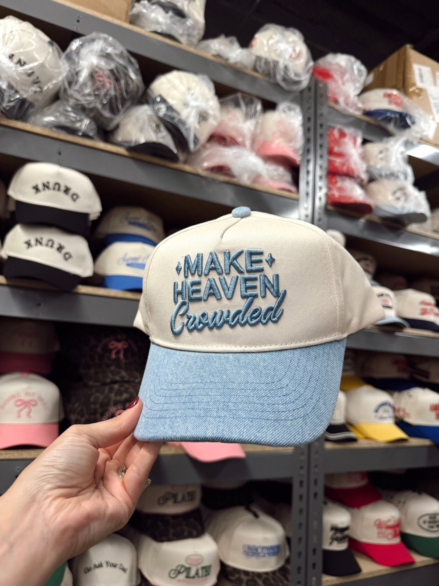 Make Heaven Crowded - Denim Vintage Trucker Hat - PREORDER