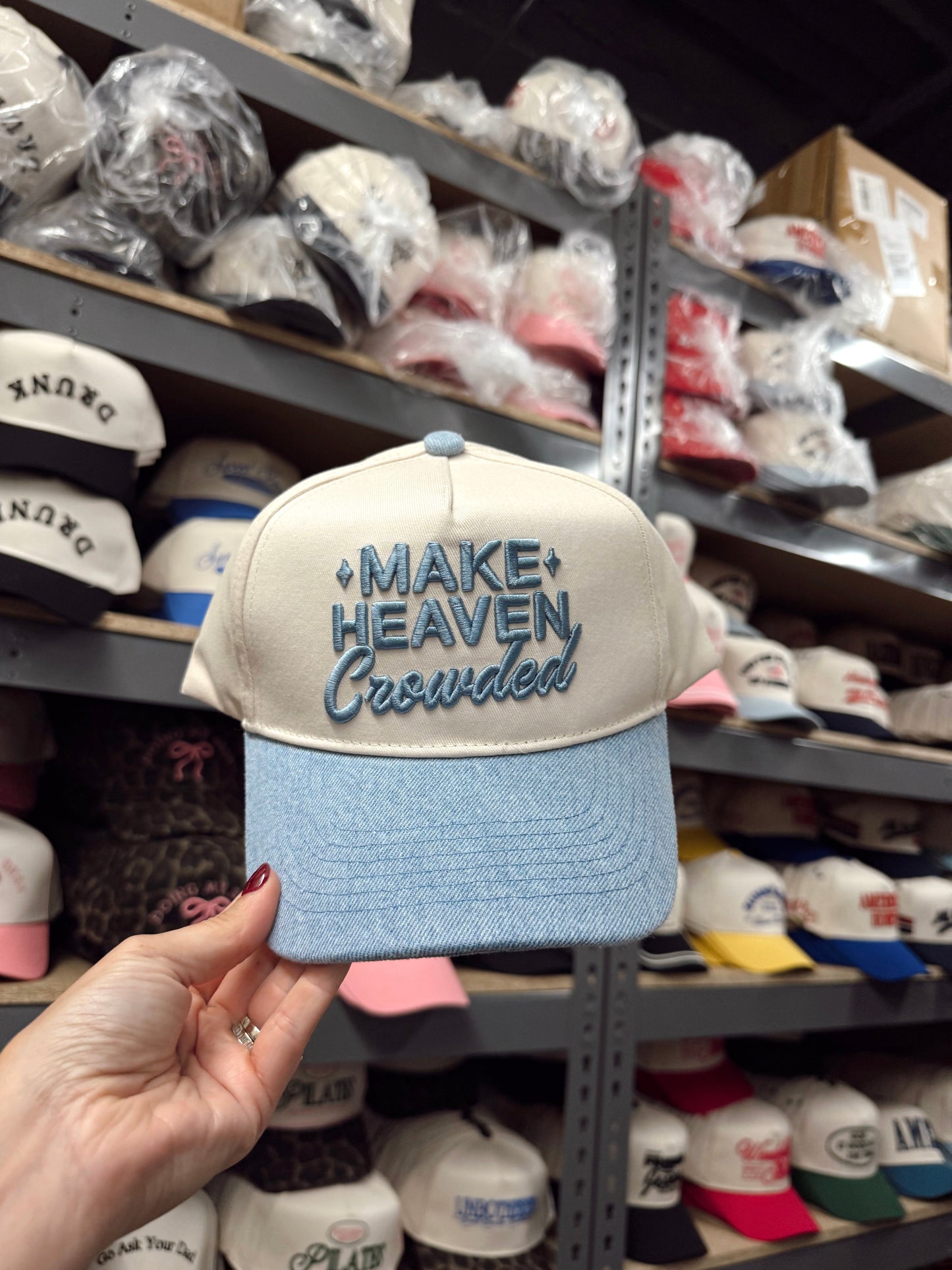 Make Heaven Crowded - Denim Vintage Trucker Hat - PREORDER