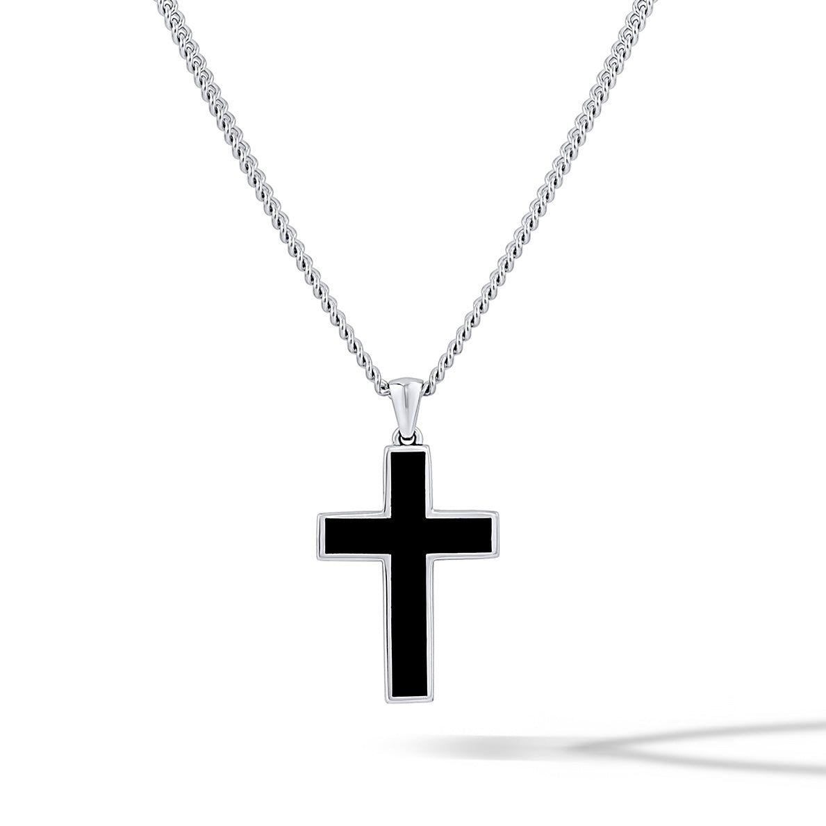 Stone Cross Pendant - Black Onyx