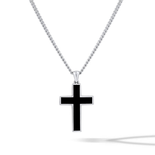 Stone Cross Pendant - Black Onyx