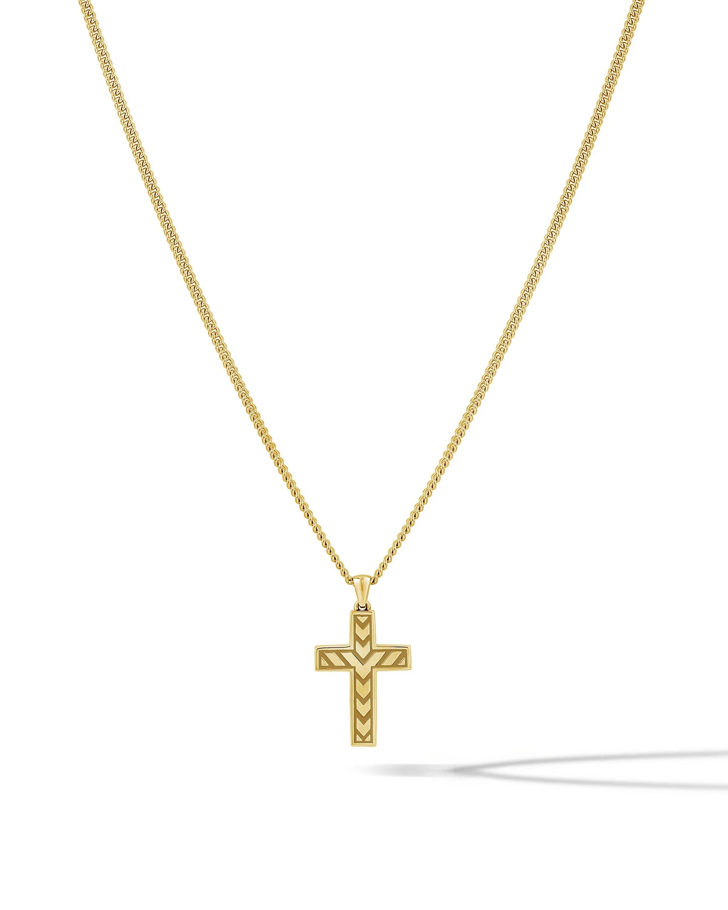 Stone Cross Pendant -  14K Gold Onyx
