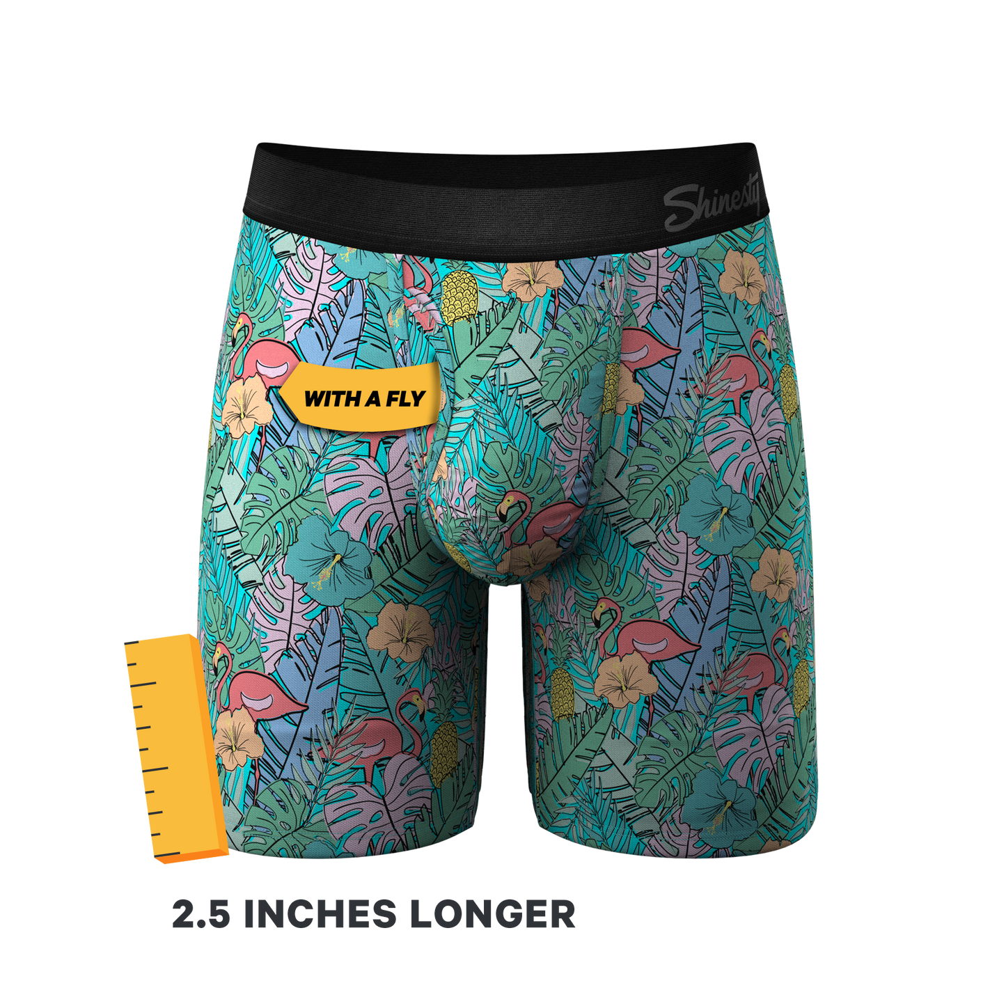 The Hot Tropic | Tropical Flamingo Long Leg Ball Hammock® Pouch Underwear With Fly