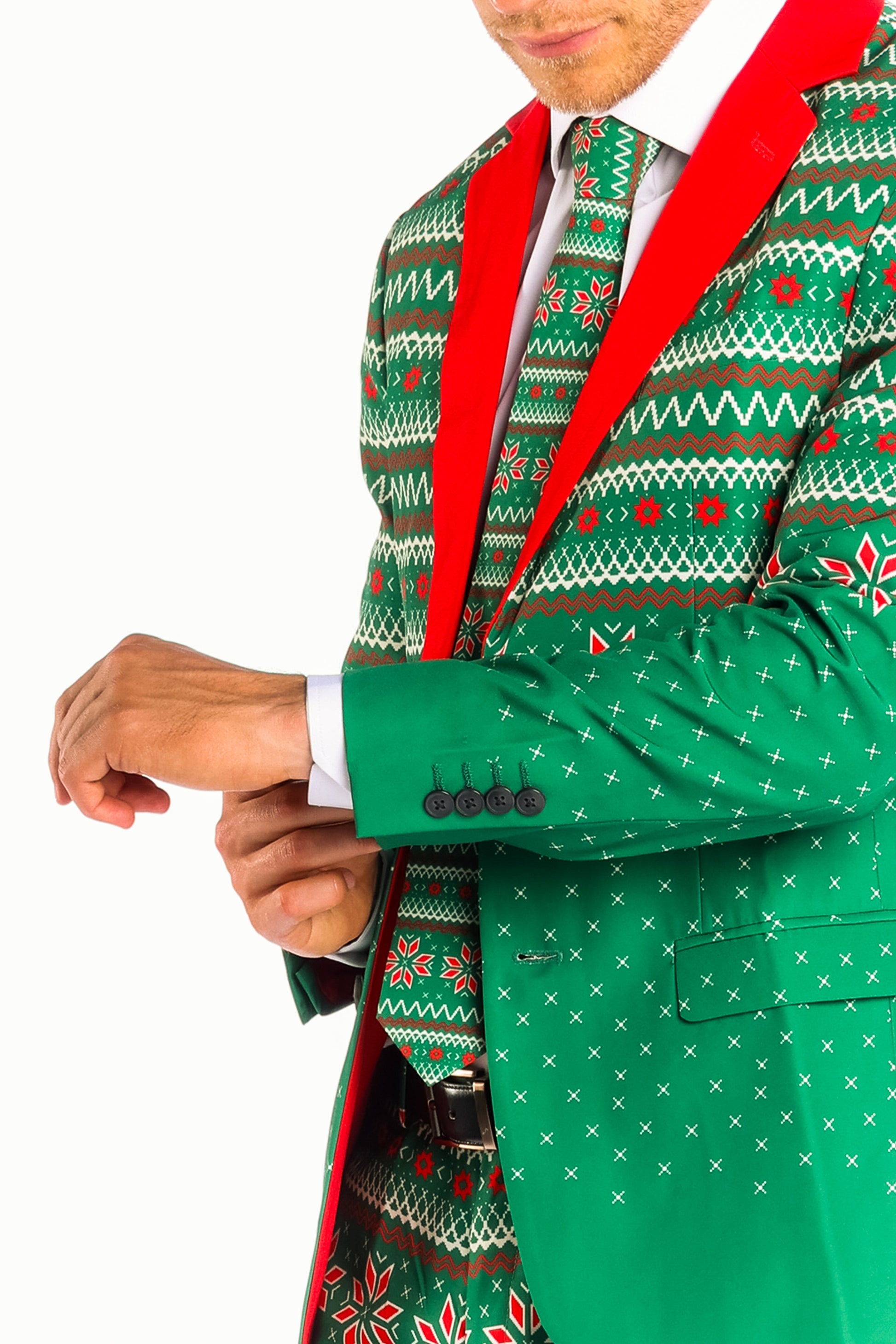 happy x nature green dress The Kris Kringle | Green Fair Isle Christmas Suit | Size 38