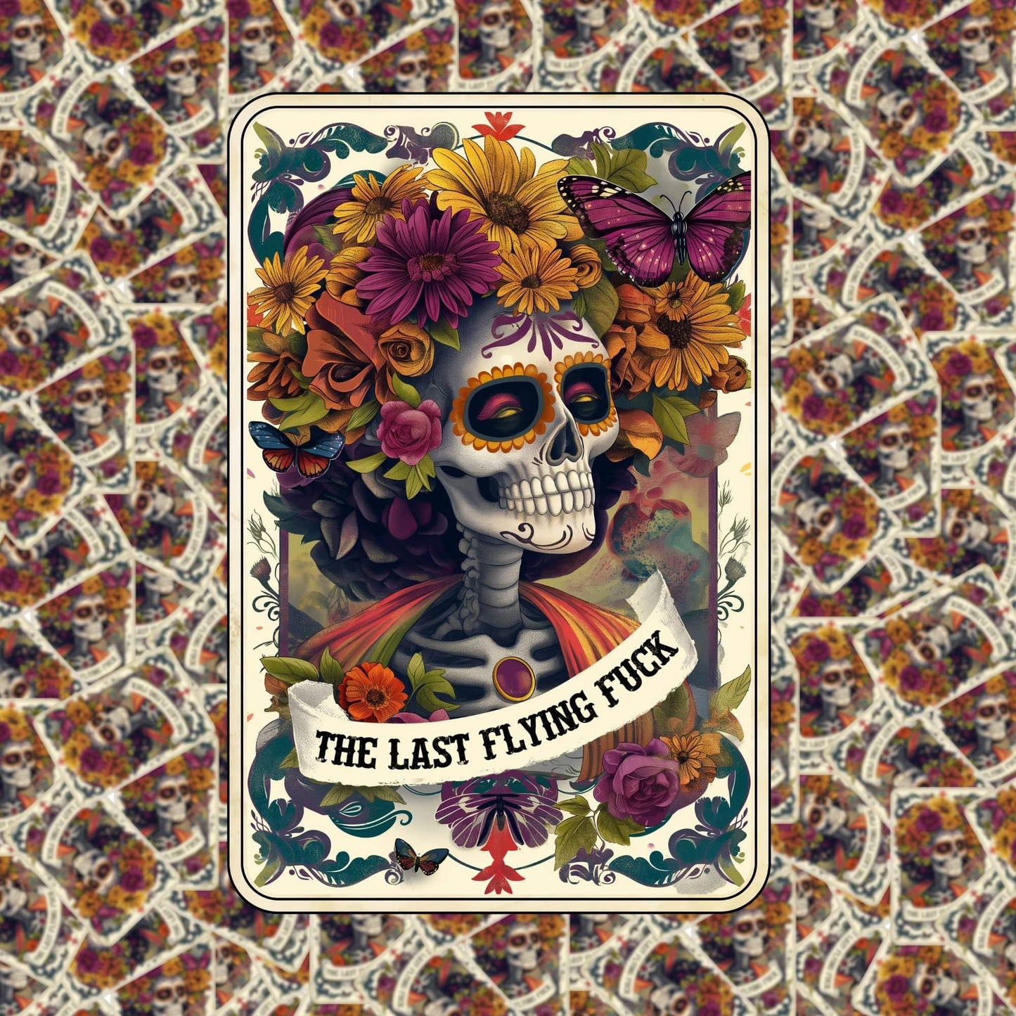 The Last Flying F*ck Skeleton Tarot Card Sticker