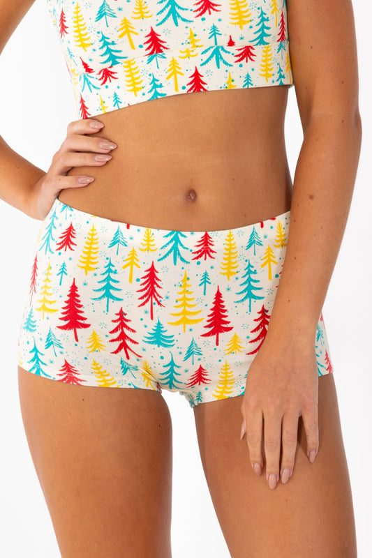 The Pine Tree Playgirl | Retro Christmas Trees Modal Boyshort Underwear