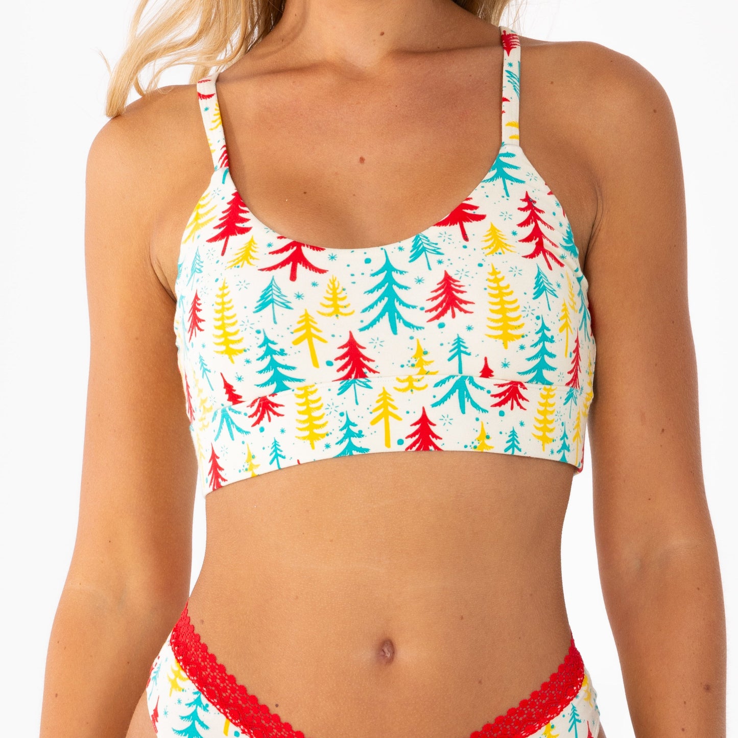 The Pine Tree Playgirl | Retro Christmas Trees Boob Hammock™ Scoop Bralette
