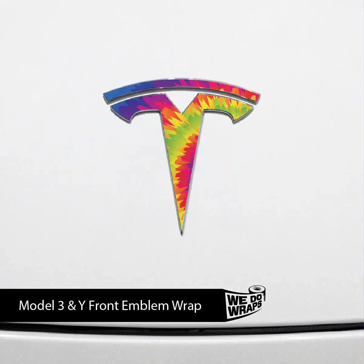Tie Dye Tesla Emblem Decals (Front + Back) | Model Y