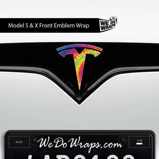 Tie Dye Tesla Emblem Decals (Front + Back) | Model S