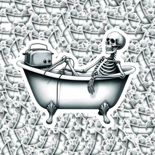 Toaster Bath Skeleton Sticker