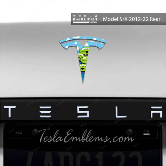 Toy Story Aliens Tesla Emblem Decals (Front + Back) | Model S