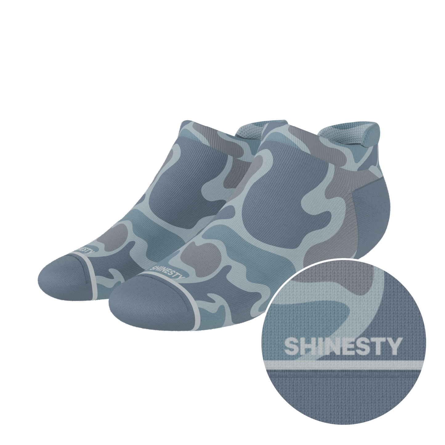 The Trail Runner | Tonal Grey Camoflauge Heel Hammock™ Ankle Socks