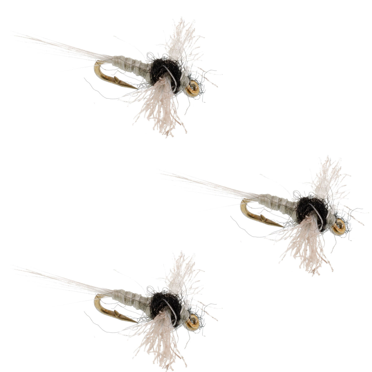 3 Pack Trico Spinner Z-Lon Wing Flies Hook Size 18