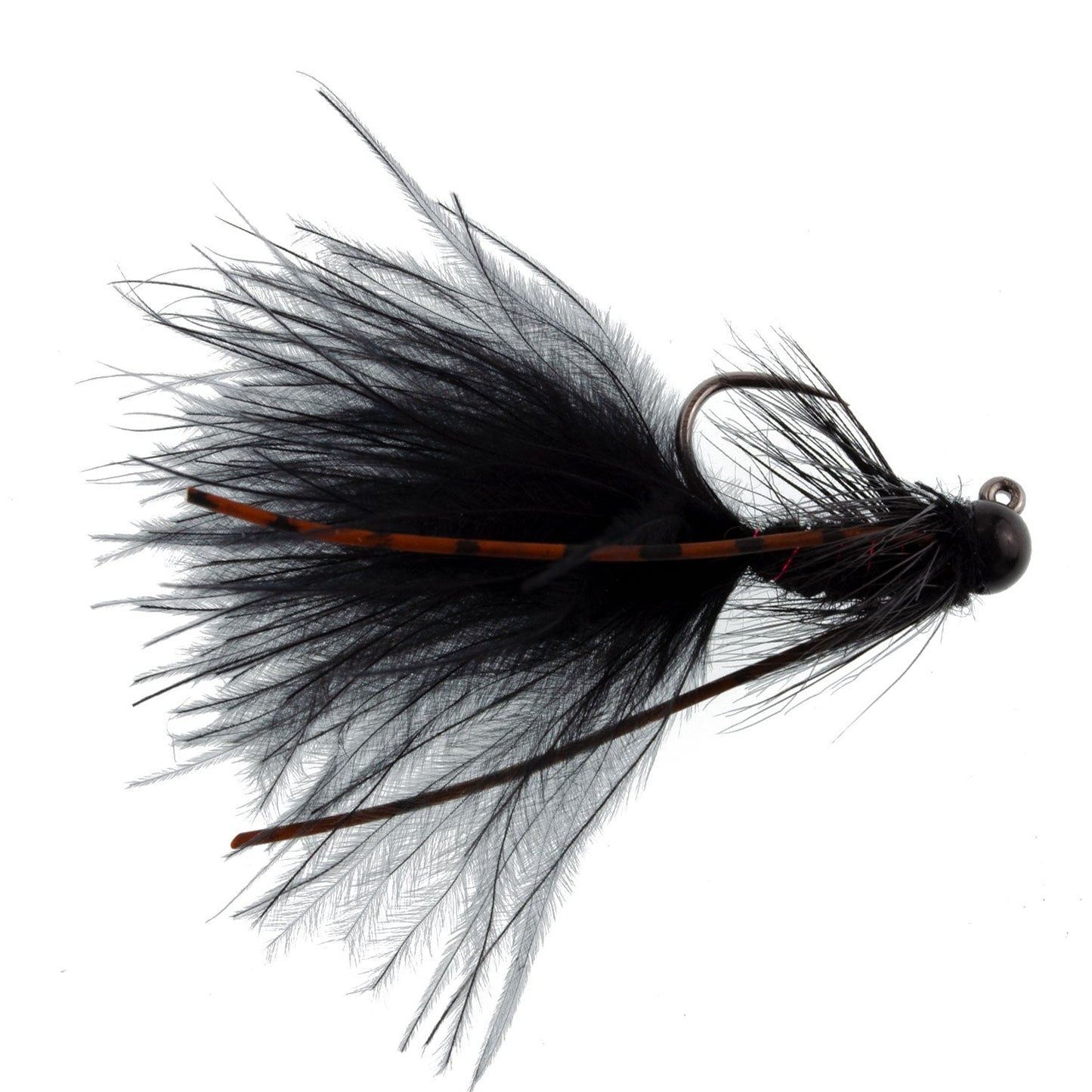 3 Pack Tungsten Bead Tactical Black Mini Bugger Euro Nymph Fly - Size 8