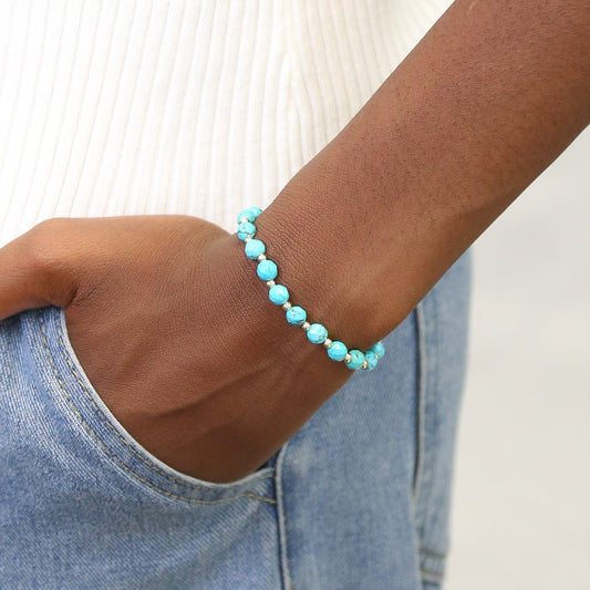 TURQUOISE GOLD - 18K Beaded Accent Bracelet