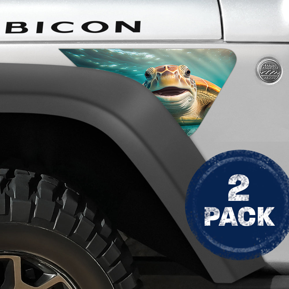 Turtle Smile 2pc Vinyl Fender Decal