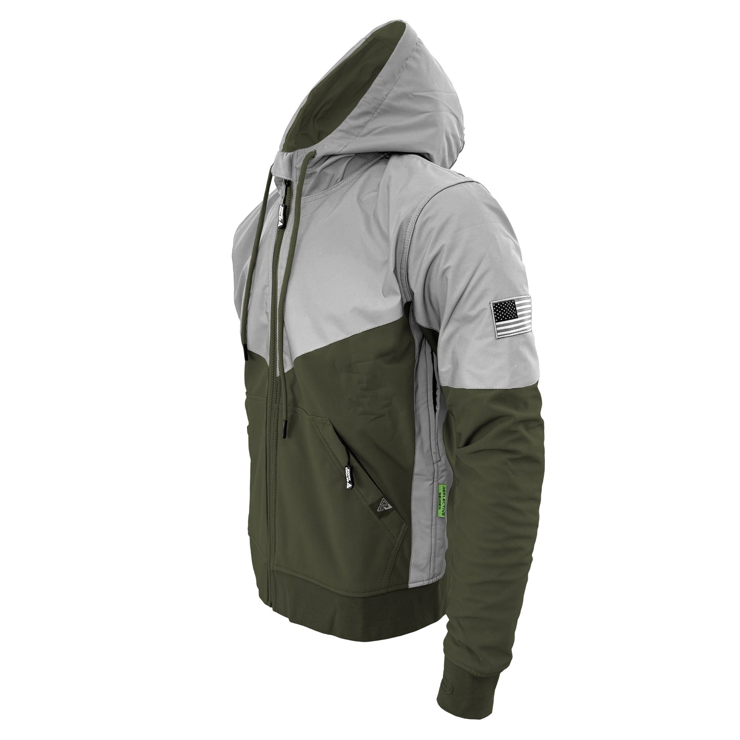 SoftShell Reflective Army Green Eclipse Hoodie