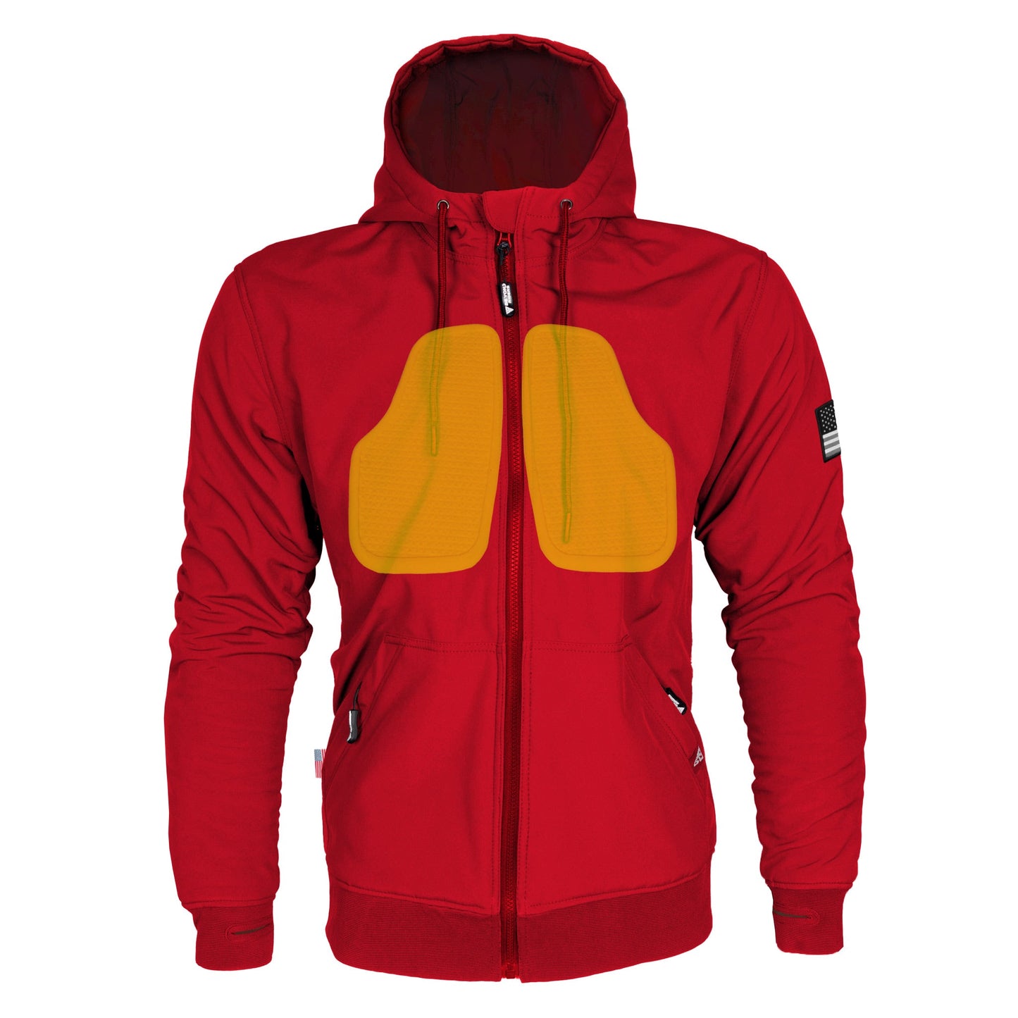 Protective SoftShell Unisex Hoodie - Red Solid Matte with Pads