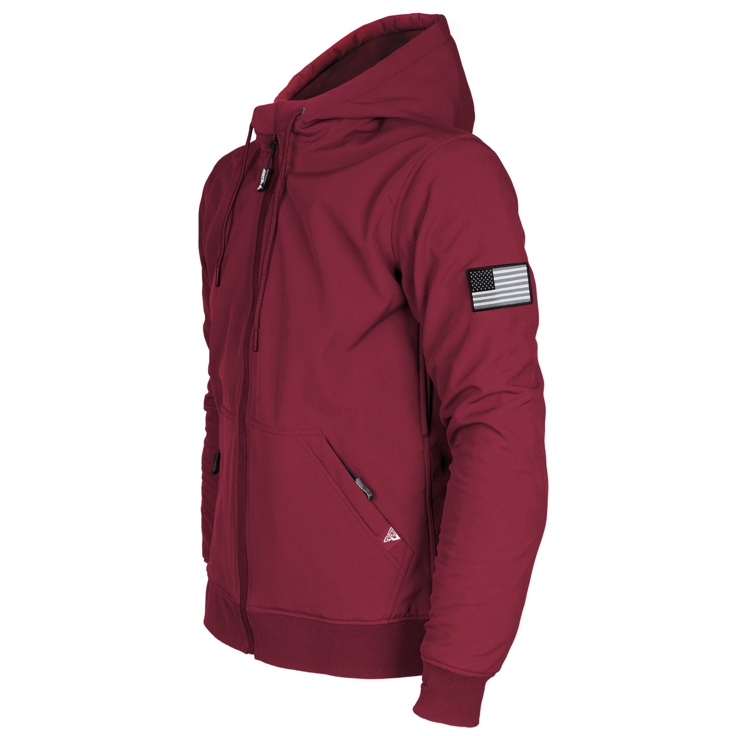 Protective SoftShell Unisex Hoodie - Red Maroon Matte with Pads