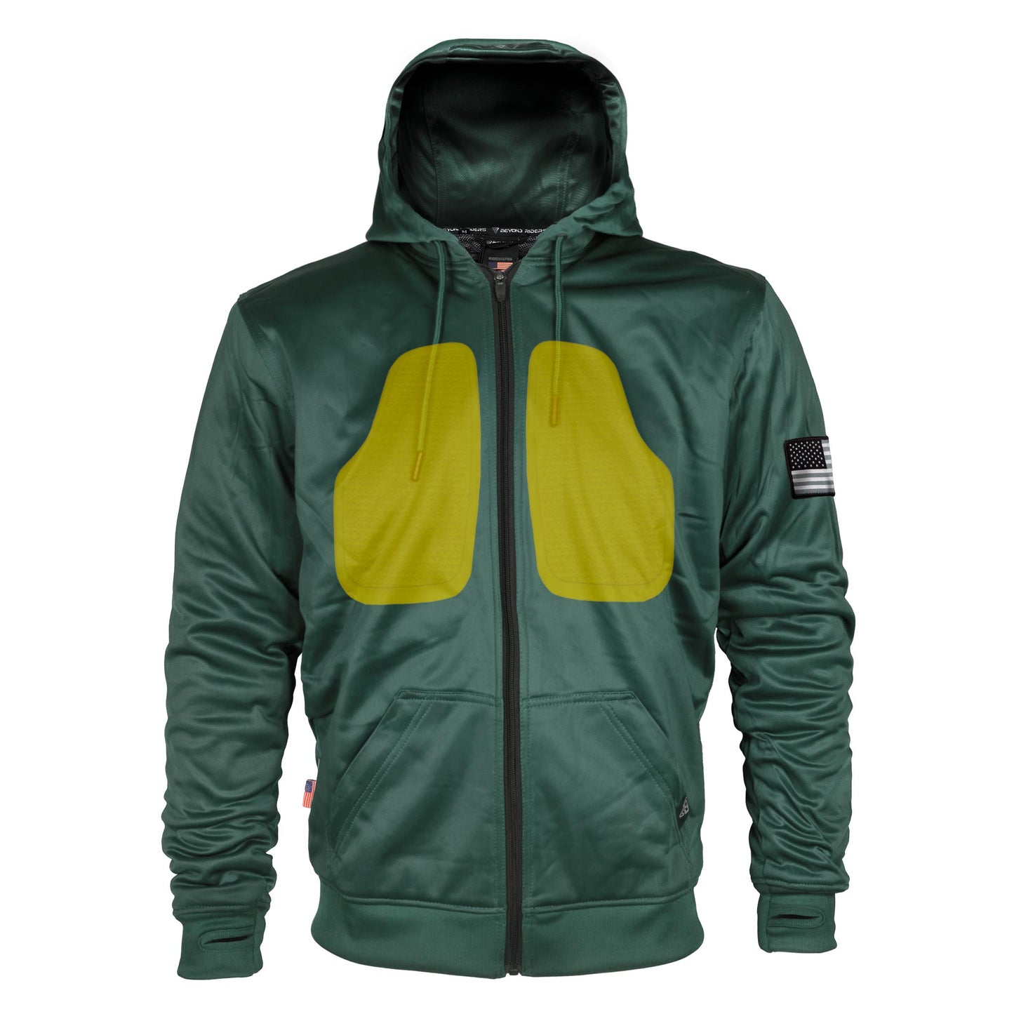 Dark Green Solid Ultra Protective Hoodie with Pads