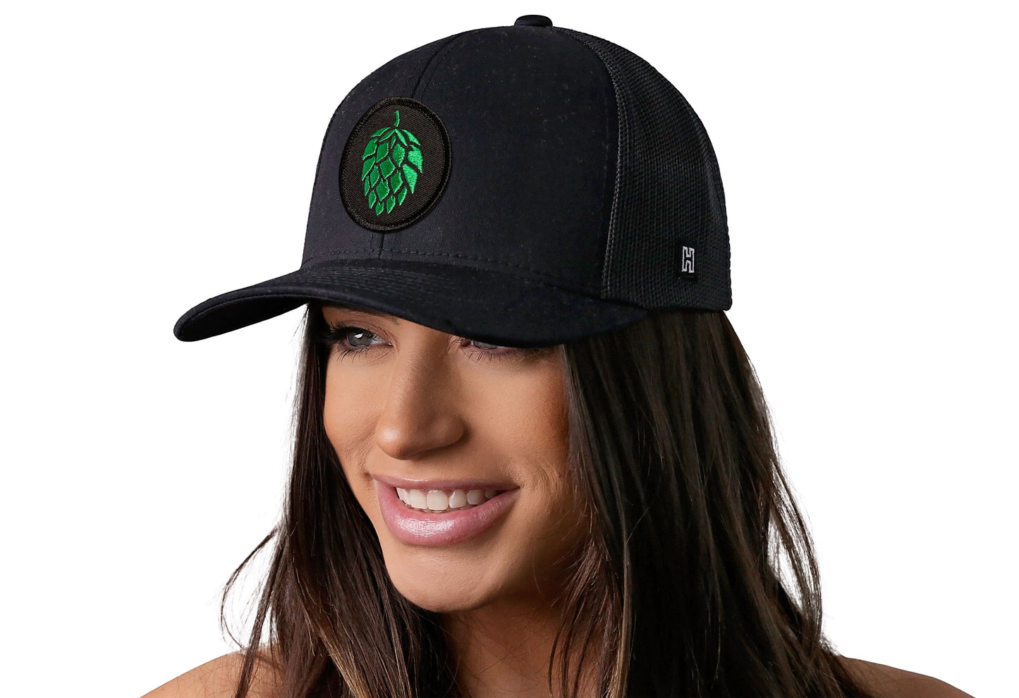 Hops Trucker Hat  |  Black Beer Snapback