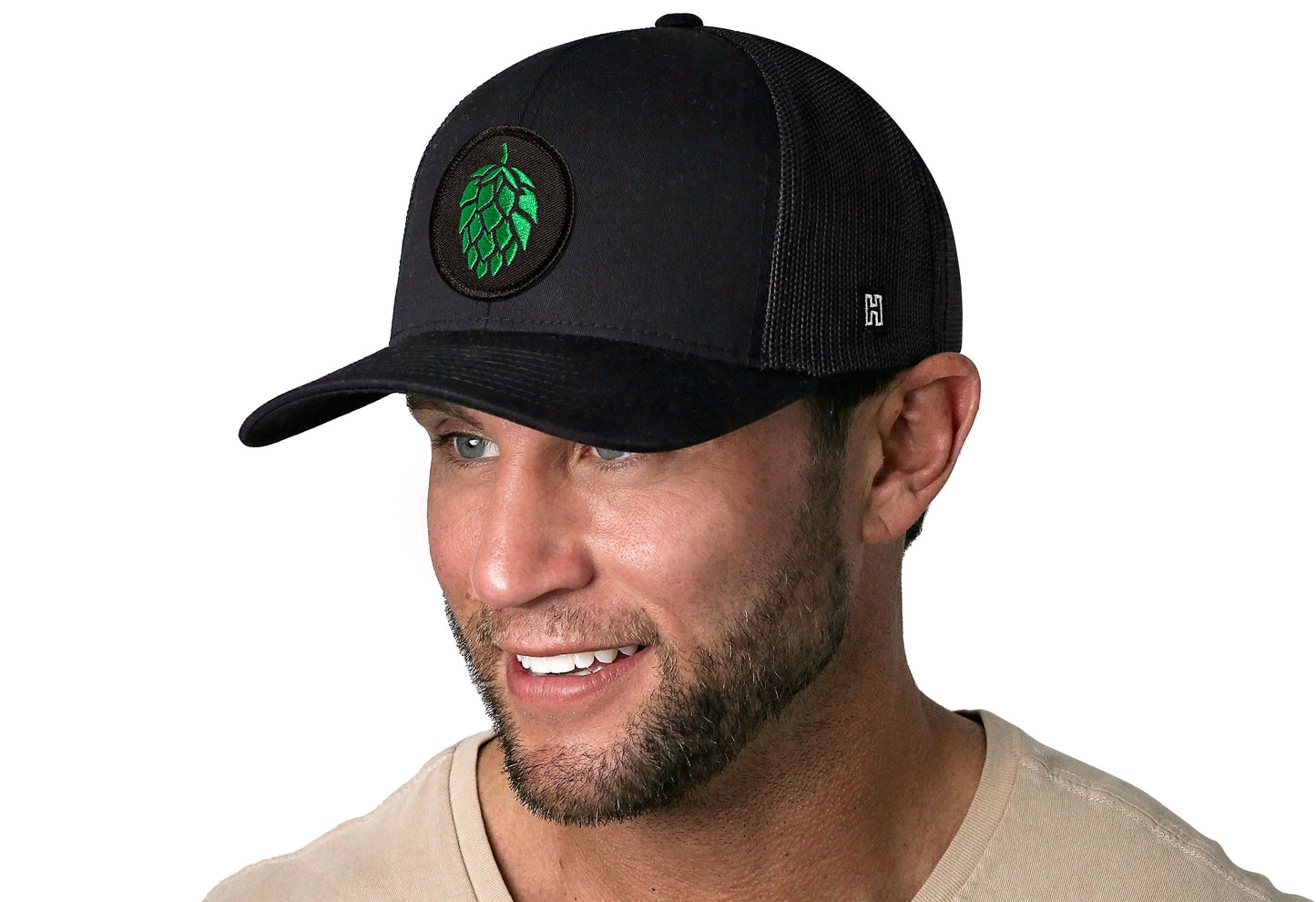 Hops Trucker Hat  |  Black Beer Snapback