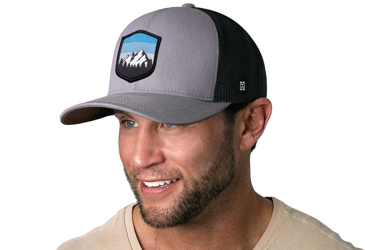 Mountains and Sky Trucker Hat  |  Gray-Black Outdoors Snapback