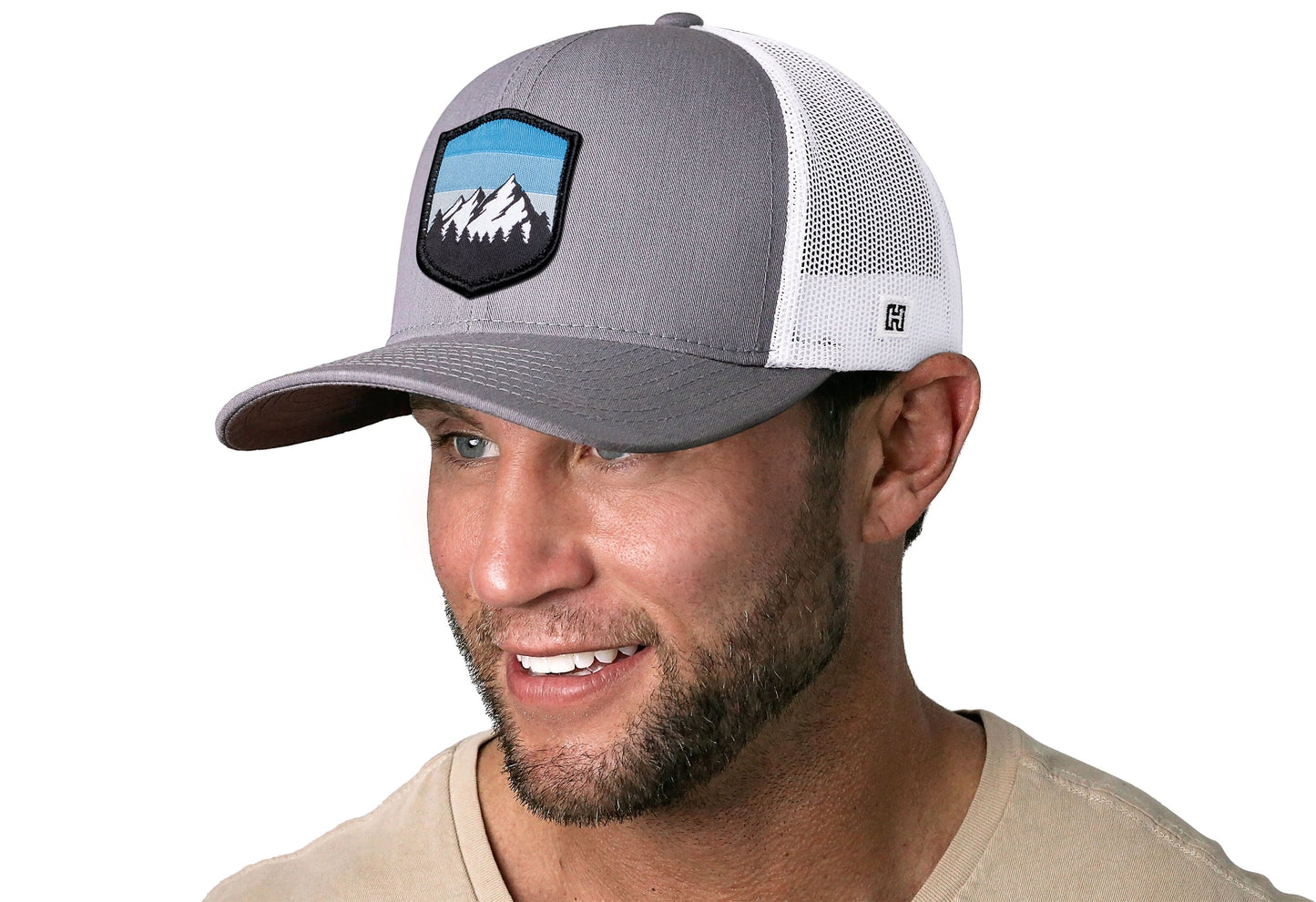 Mountains and Sky Trucker Hat  |  Gray-White Outdoors Snapback