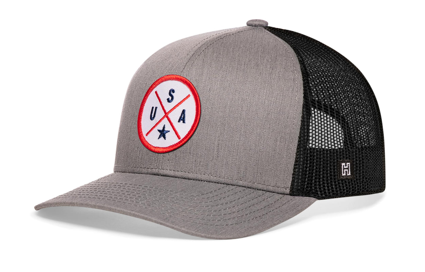 USA Trucker Hat  |  Gray-Black America Snapback