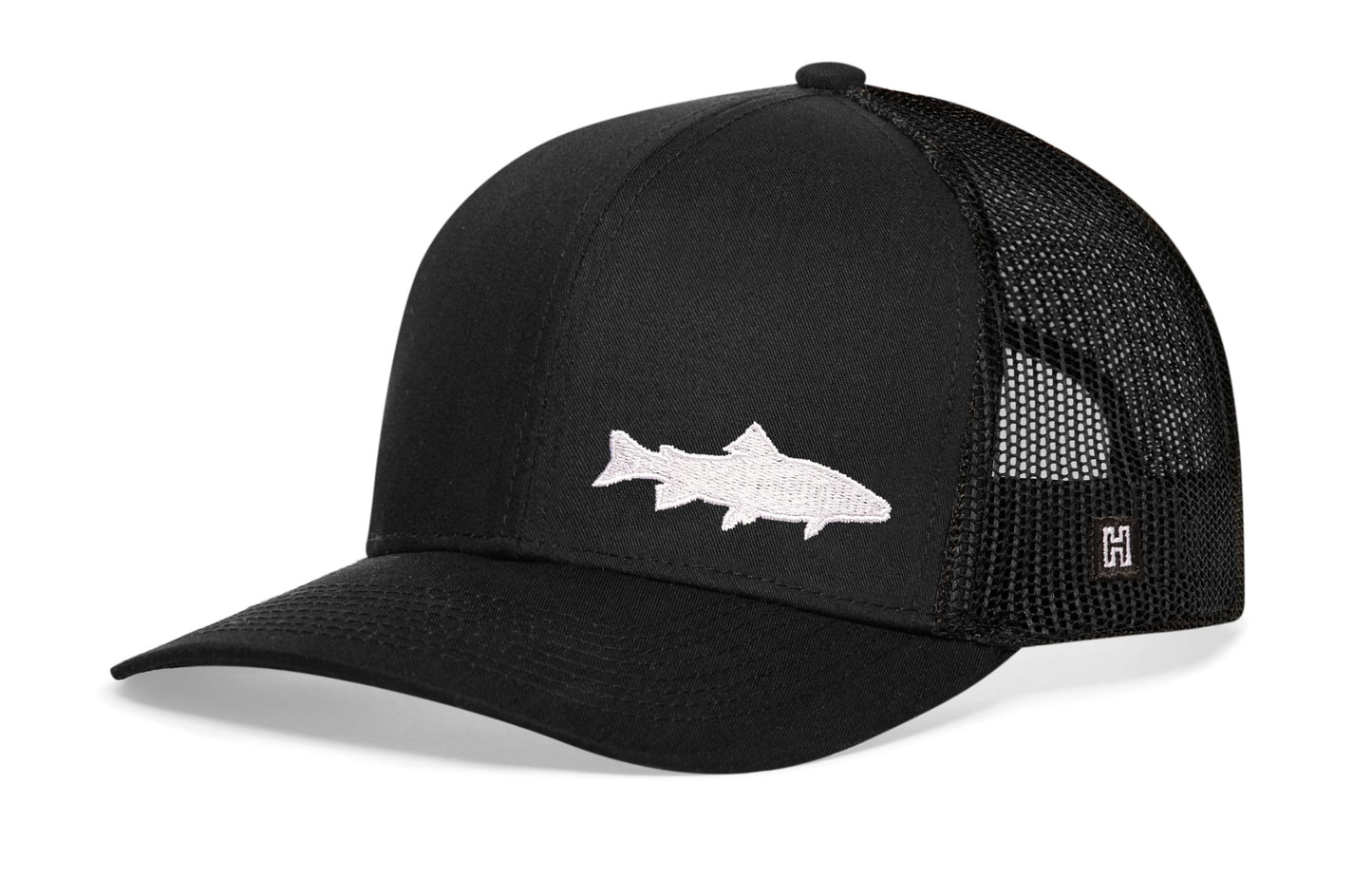 Steelhead Fish Trucker Hat  |  Black Steelhead Fish Snapback