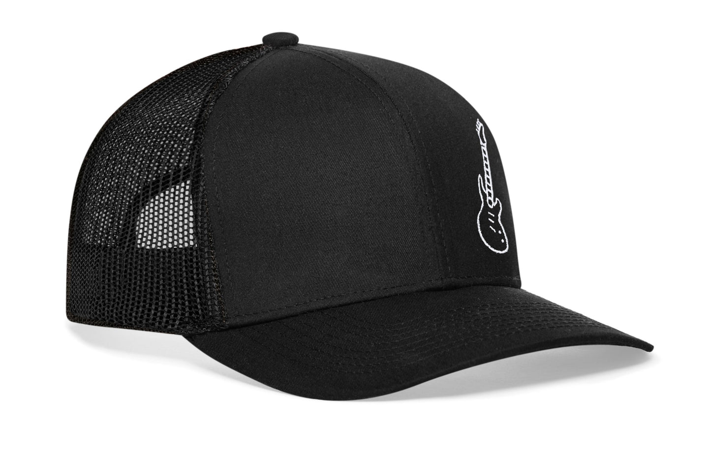 Electric Bass Trucker Hat  |  Black Electric Guitar Snapback