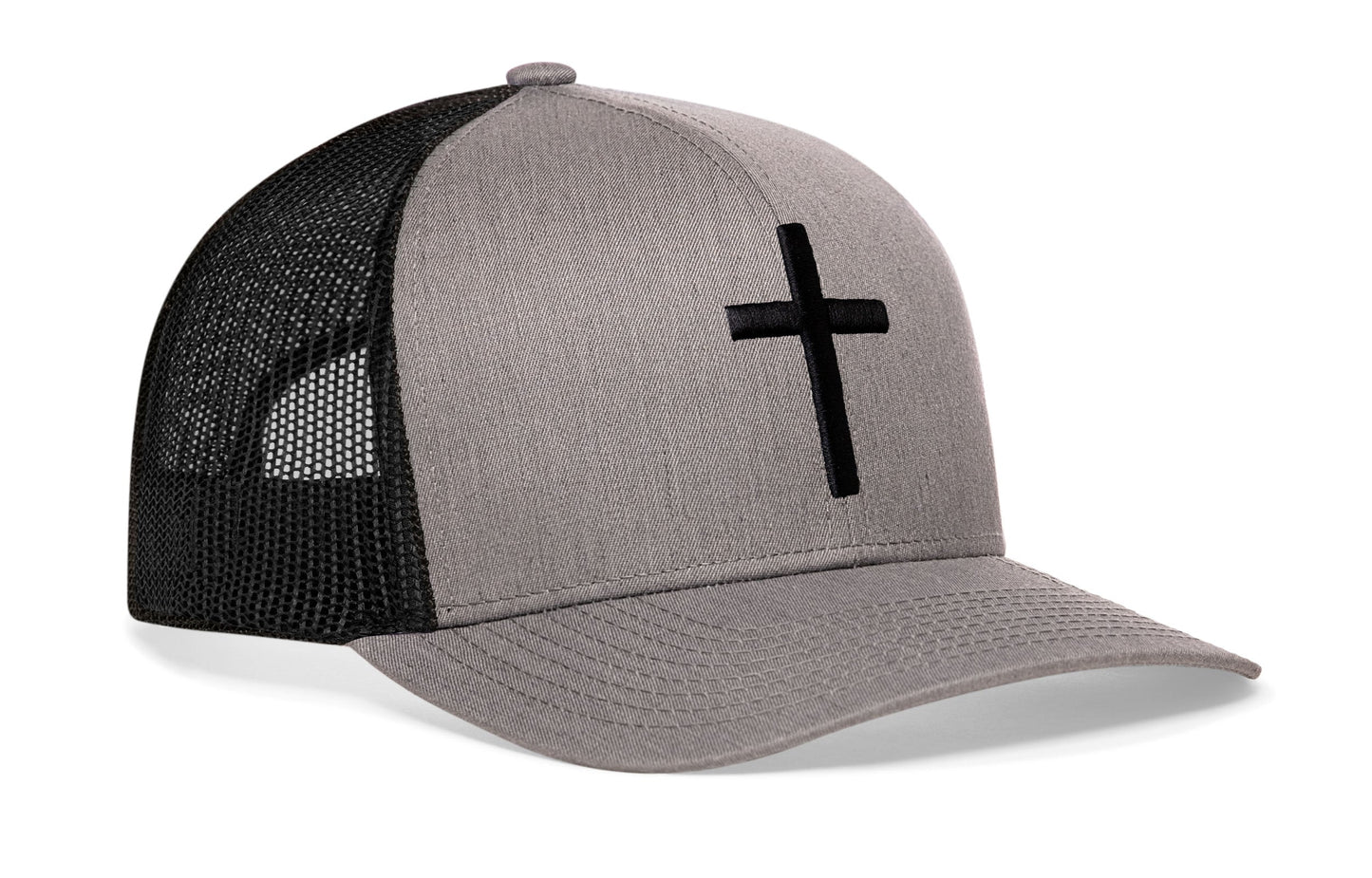 Cross Trucker Hat  |  Gray-Black bold cross Snapback