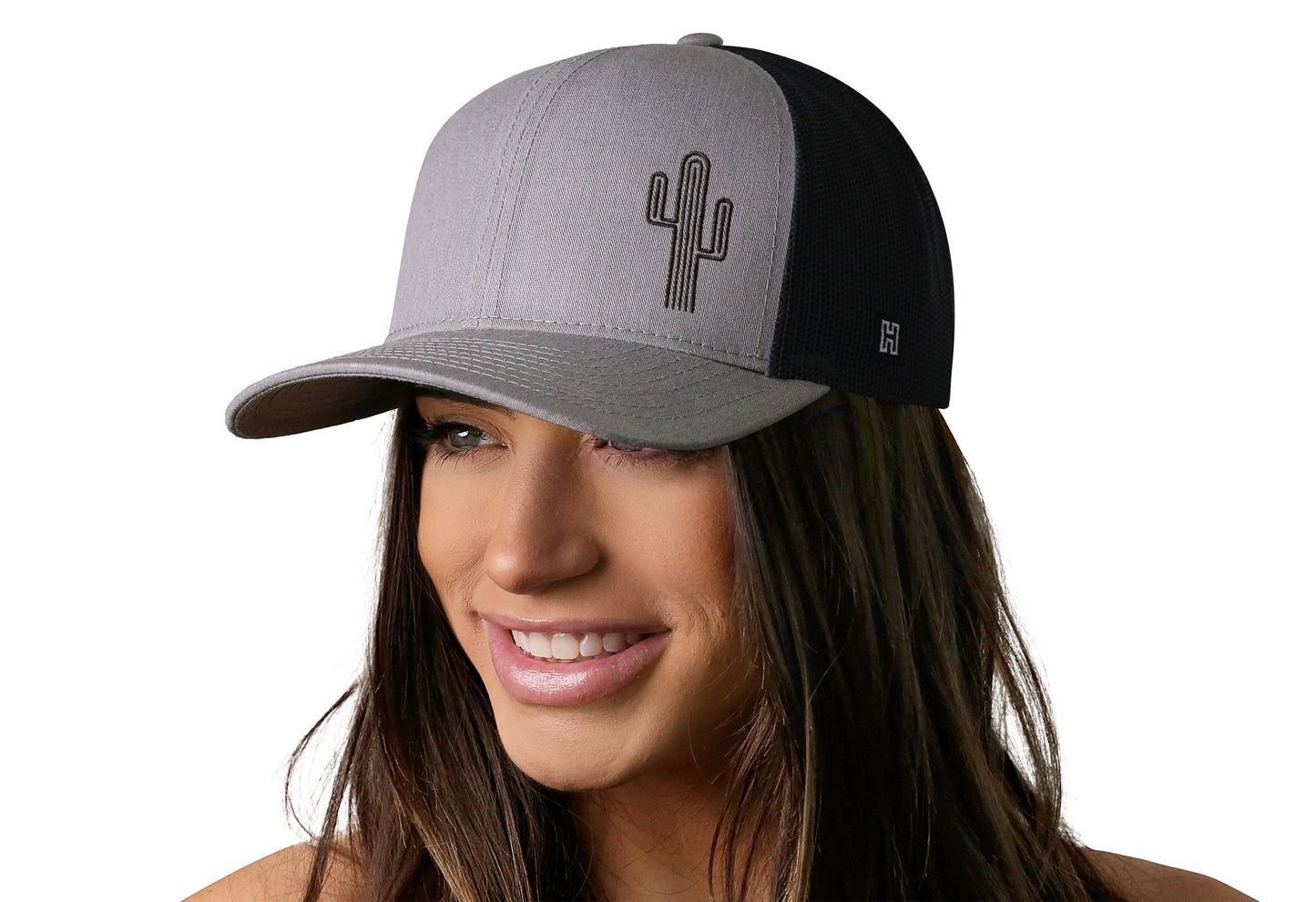 Cactus Trucker Hat  |  Gray-Black Cactus Snapback