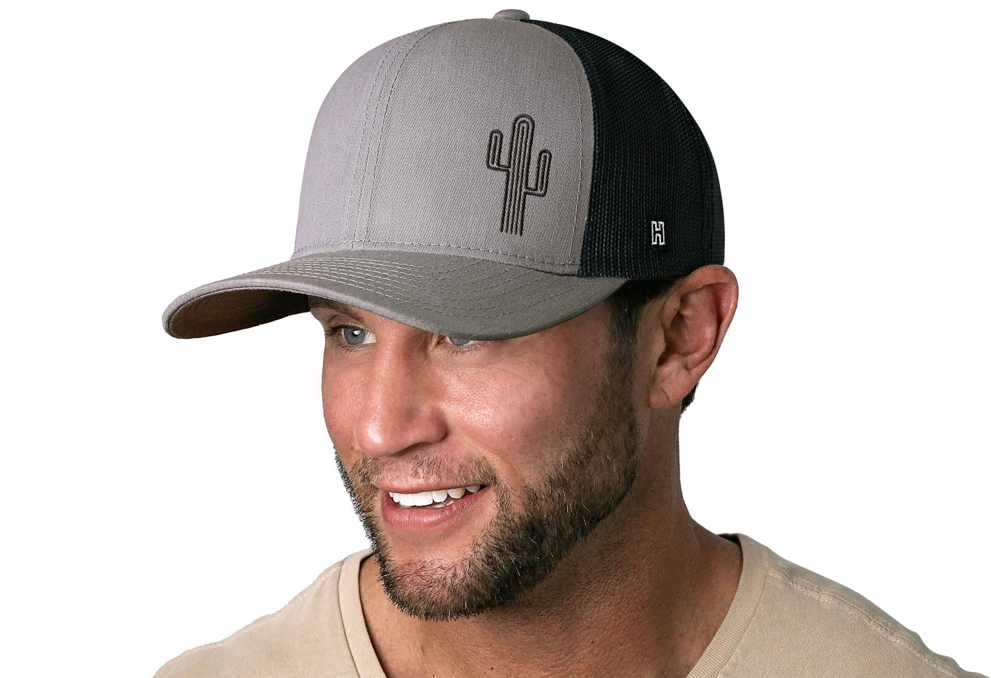 Cactus Trucker Hat  |  Gray-Black Cactus Snapback