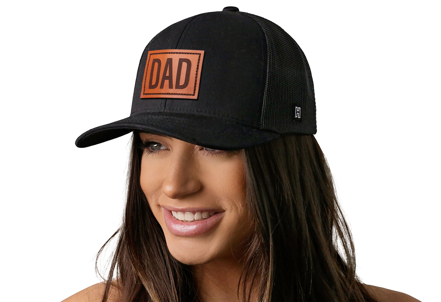 Dad Leather Trucker Hat  |  Black Snapback