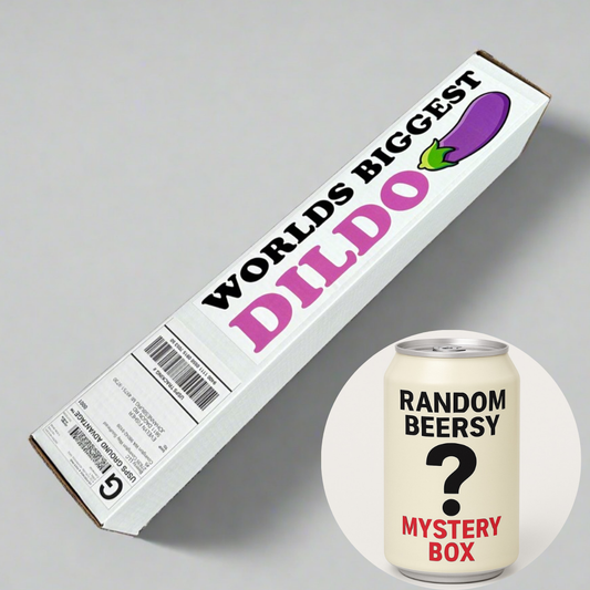 World's Biggest Dildo Prank Package: Includes a FREE Mystery Beersy Can Cooler