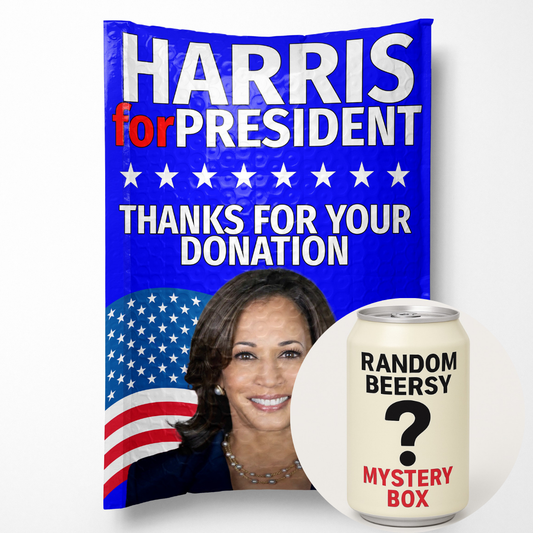 Kamala Harris for President Prank Package: Includes a FREE Mystery Beersy Can Cooler