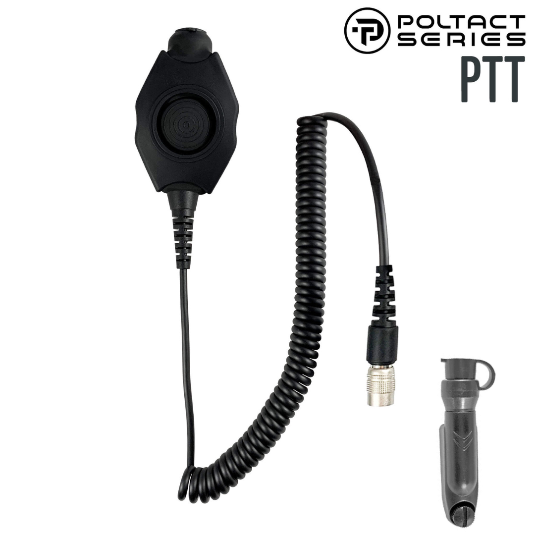 Tactical Radio Adapter/PTT for Headset w/ Quick Disconnect(Hirose): US/Civilian/"Peltor" Wiring, Select ComTac III, XPI Models & Select Helicopter Headsets - Motorola/Ailunce/Retevis/HYT/: Select EX500/600 & GP Series, HD2, Siyata, Simoco & More