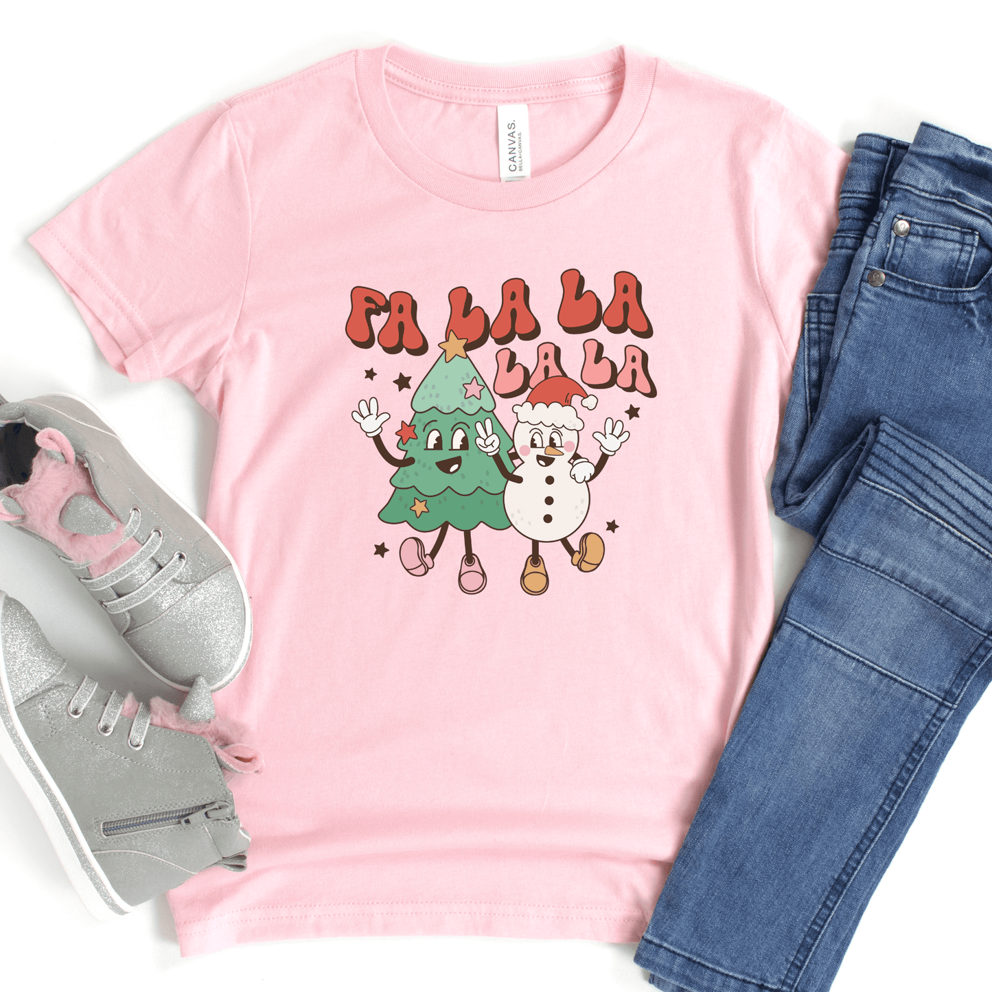 Retro Christmas Fa La La La La Kids T-Shirt