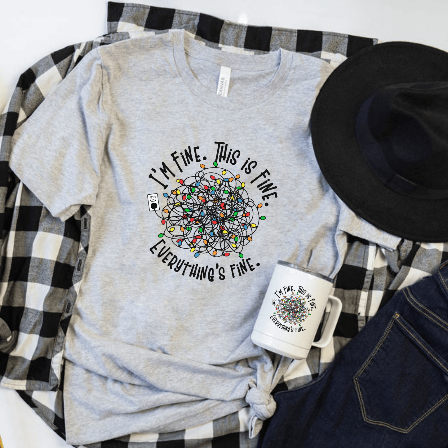 I'm fine. This is fine. Everything is fine. Funny Christmas T-Shirt