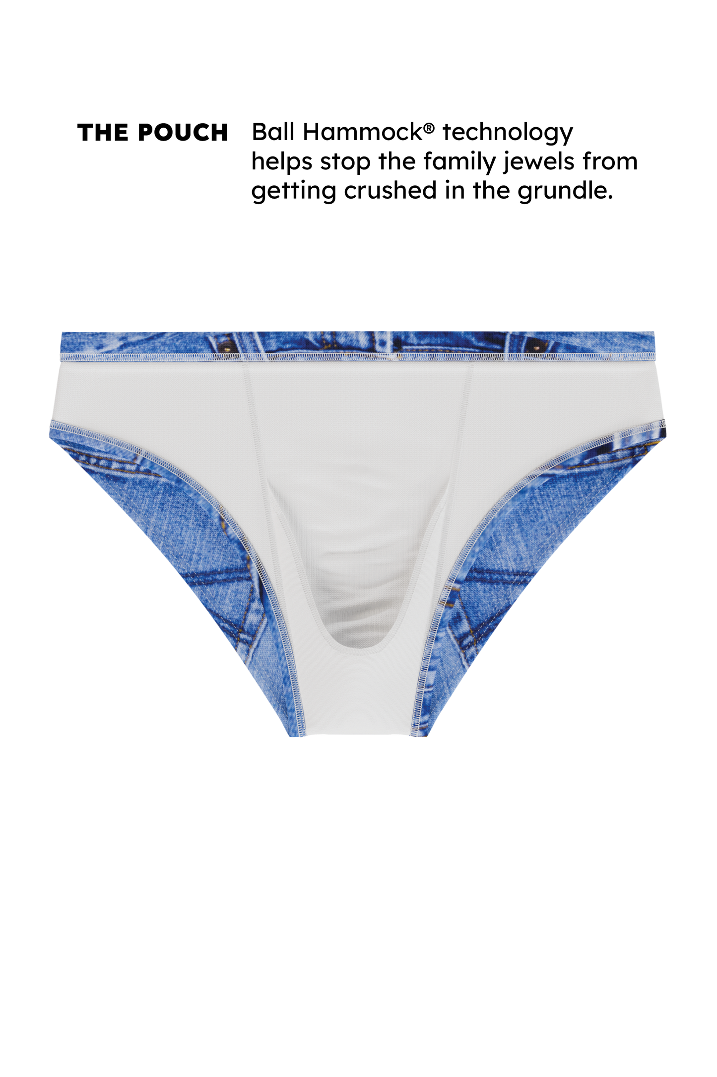 The Daytona Dong Sarong  | Denim Print Ball Hammock® Pouch Swim Briefs