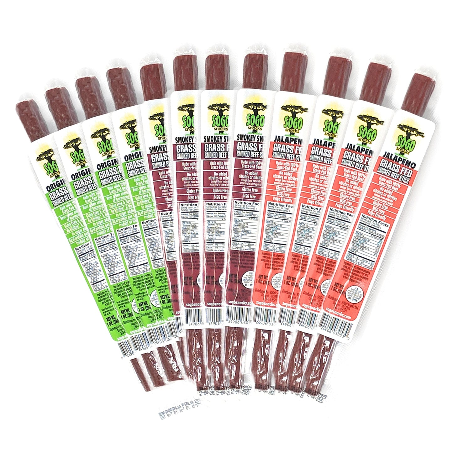 Variety - Original, Jalapeño, Smokey Sweet, 100% Grass-Fed Beef Sticks