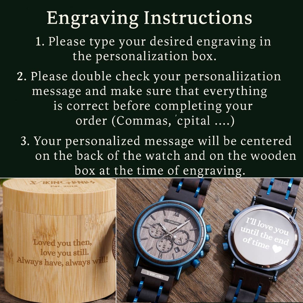 Black & Blue Wooden Chronograph Watch