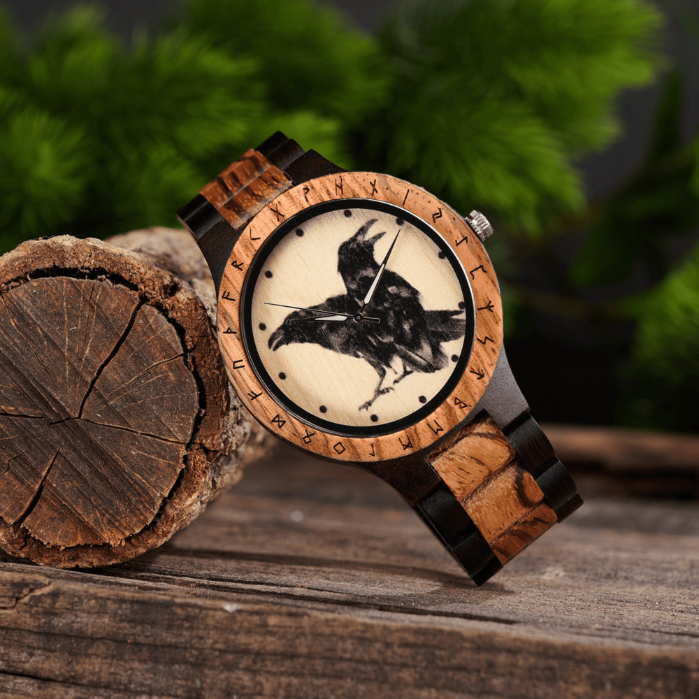 Personalized Raven's Handmade Wooden Watch