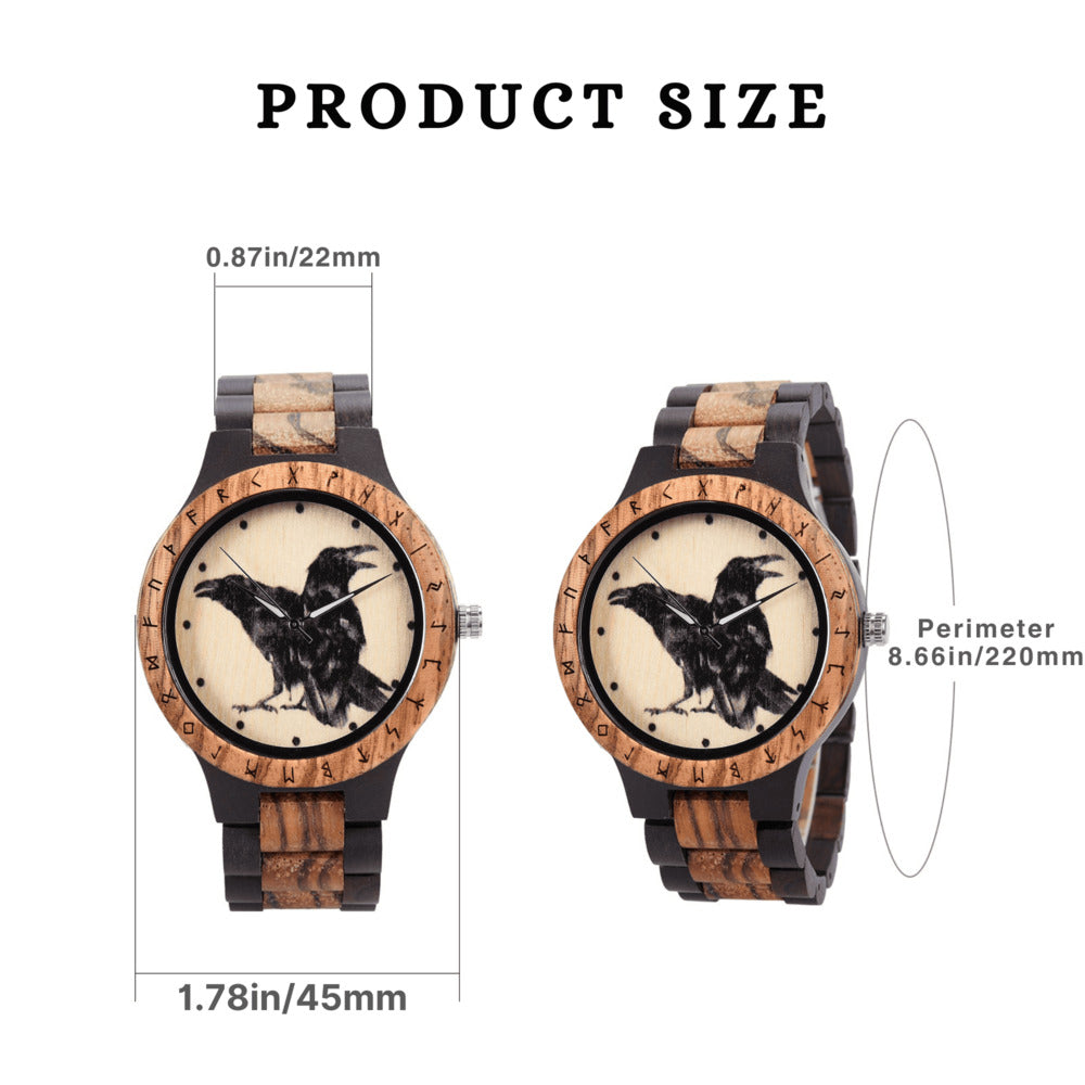 Personalized Raven's Handmade Wooden Watch