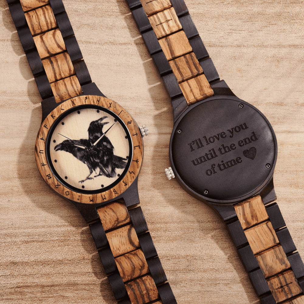 Personalized Raven's Handmade Wooden Watch