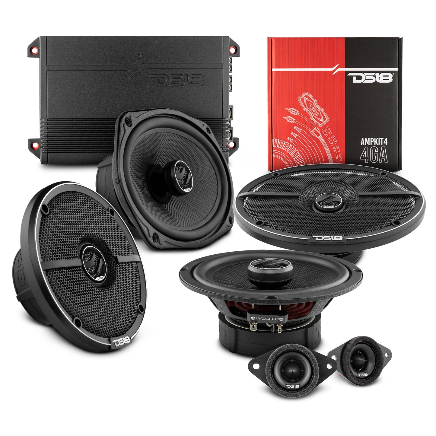 DS18 2008-2019 Toyota Highlander Front and Back Doors Speaker Better Upgrade Package 1600 Watts