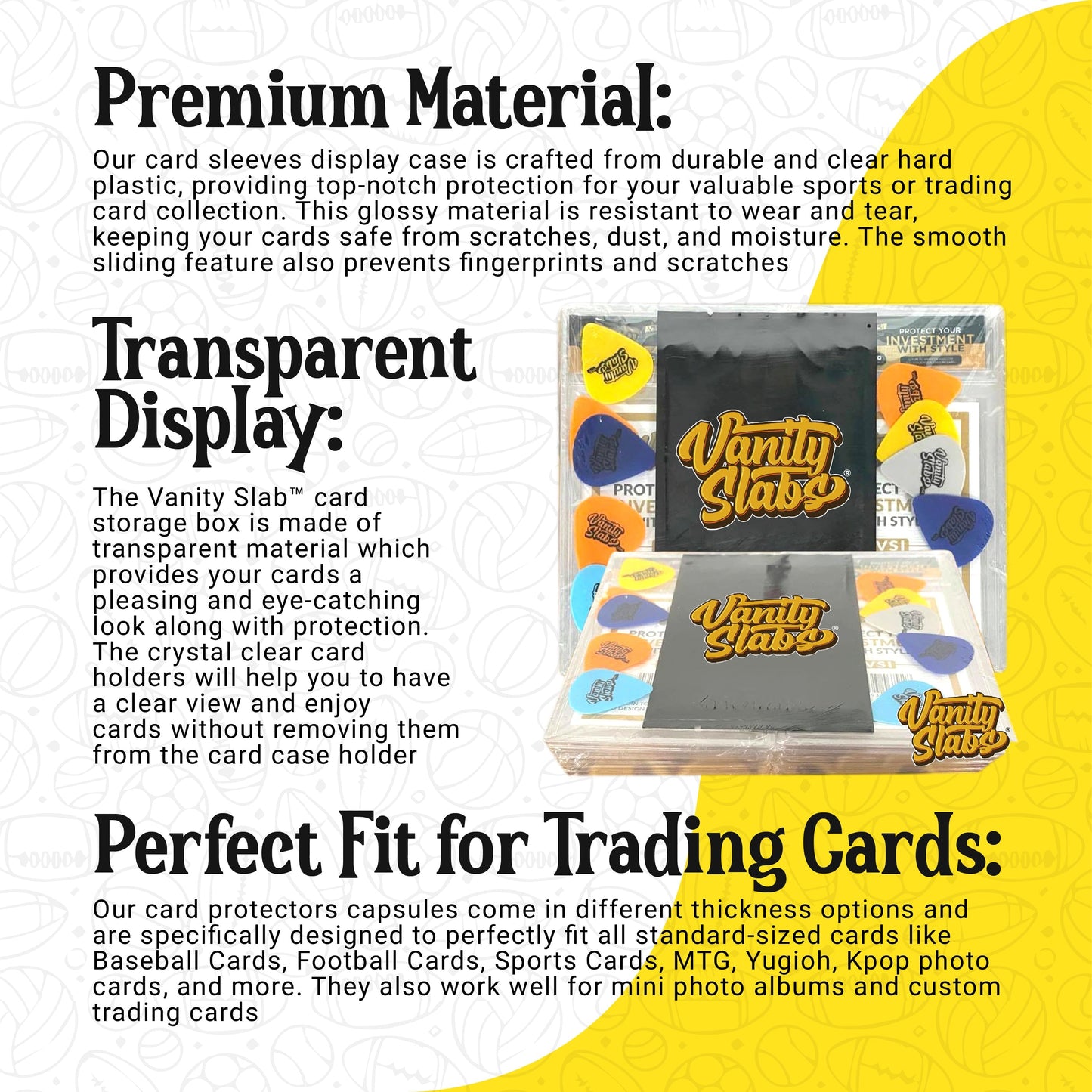 Vanity Slabs 10 Pack Bundle Includes Random Mystery Card for Baseball Football Hockey Basketball Cards
