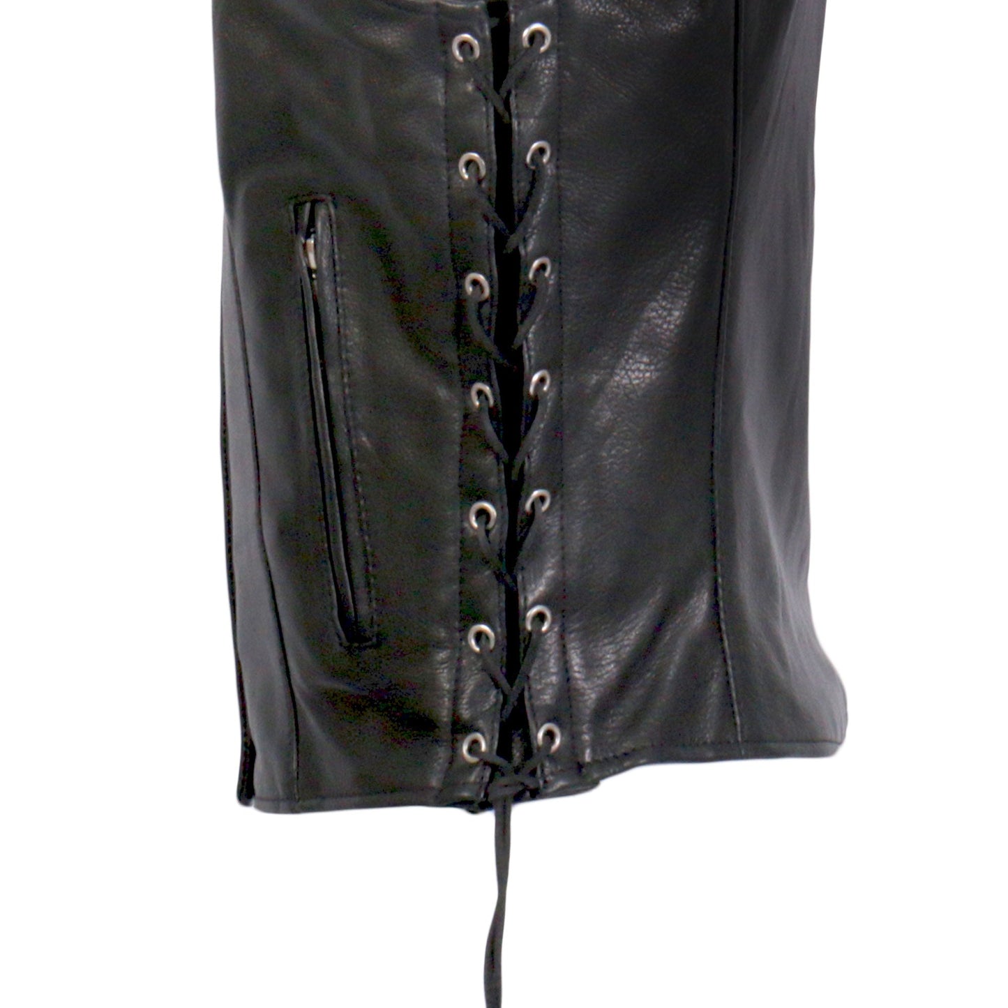 Hot Leathers VSL1017 Ladies 'Sugar Skull' Lined Black Leather Motorcycle Biker Vest