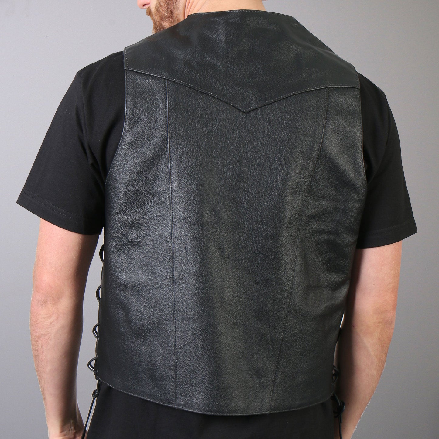 Hot Leathers VSM1034 Men's Motorcycle style Black '10 Pocket' Cowhide Leather Biker Vest
